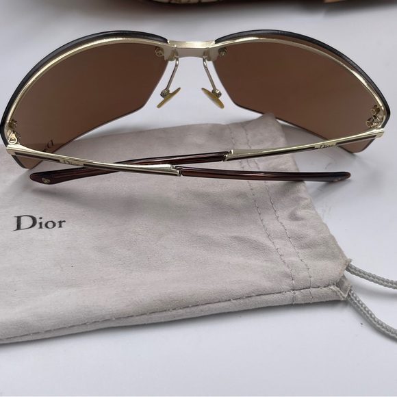 AUTH DIOR CHARM1 vintage sheer Y2K sunglasses rimless brown - Picture 12 of 12